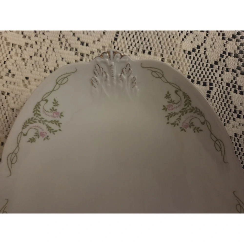 Weimar Germany Antique Platter Porcelain Pink & Green‎ Understated Elegance